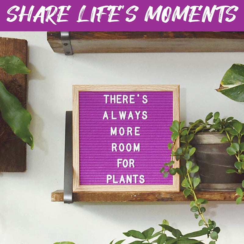 Felt Like Sharing Square Letter Board (Purple Felt - 10â€x10â€) â€“ Changeable Message Board w/3 Sets of Felt Board Letters for Home, Office, & Aesthetic Room Decor â€“ Wall Letterboard Signs In Oak Frame - Image 3